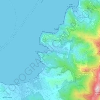 Carte topographique Bagnaia, altitude, relief