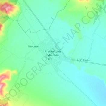 Carte topographique Ahualulco de Mercado, altitude, relief