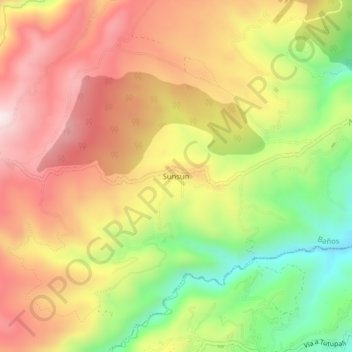 Carte topographique Sunsun, altitude, relief