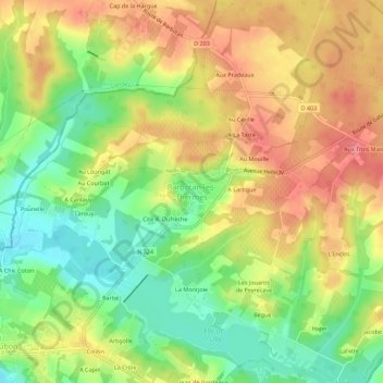 Carte topographique Barbotan-les-Thermes, altitude, relief