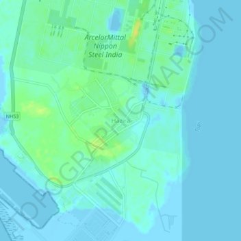 Carte topographique Hazira, altitude, relief