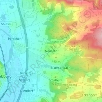 Carte topographique Neusath, altitude, relief