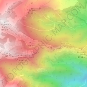 Carte topographique Puerto de la Perra, altitude, relief