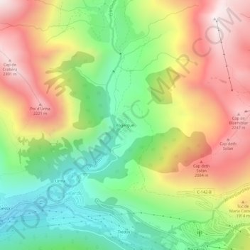 Carte topographique Bagerque, altitude, relief