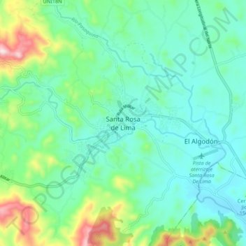 Carte topographique Santa Rosa de Lima, altitude, relief