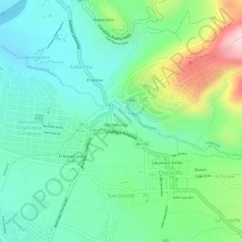 Carte topographique A, altitude, relief