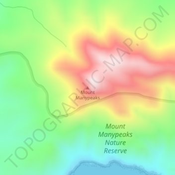 Carte topographique Mount Manypeaks, altitude, relief