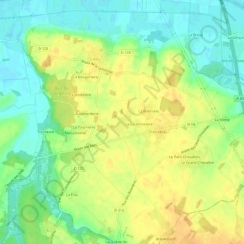 Carte topographique La Mauvinière, altitude, relief