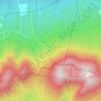 Carte topographique Tapacún, altitude, relief