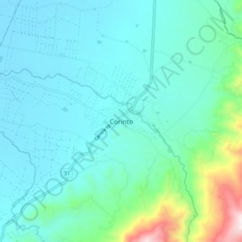 Carte topographique Corinto, altitude, relief