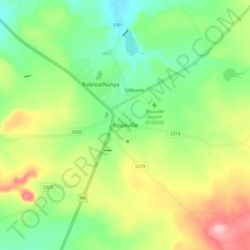 Carte topographique Rouxville, altitude, relief