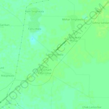 Carte topographique Sukhera Bodla, altitude, relief
