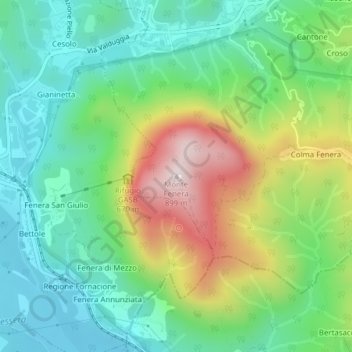 Carte topographique Monte Fenera, altitude, relief