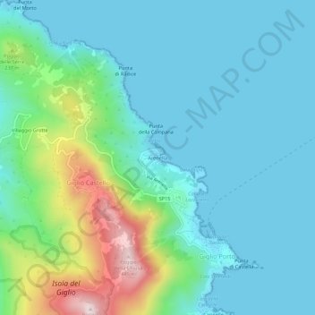 Carte topographique Arenella, altitude, relief