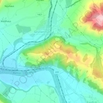 Carte topographique Gumpersmühleberg, altitude, relief