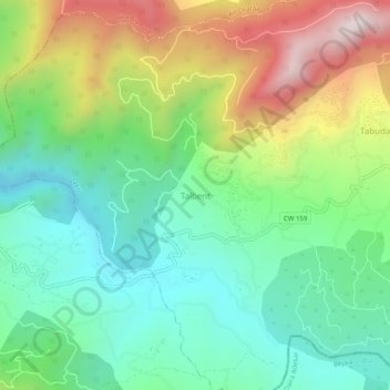 Carte topographique Talbent, altitude, relief