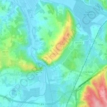 Carte topographique Sobral da Lagoa, altitude, relief