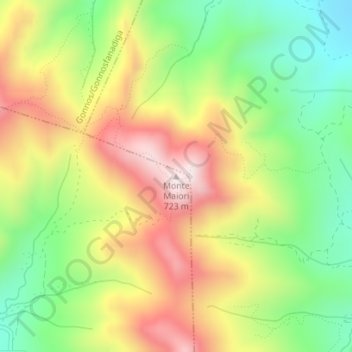 Carte topographique Monte Maiori, altitude, relief