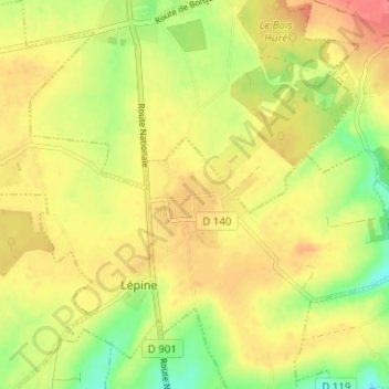 Carte topographique Puits-Bérault, altitude, relief