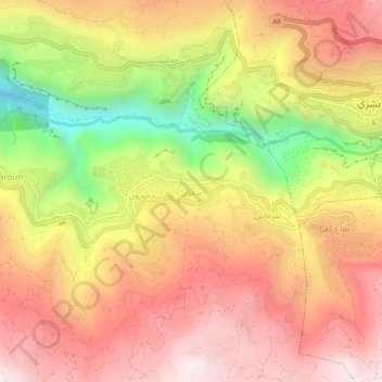 Carte topographique Bazaoun, altitude, relief
