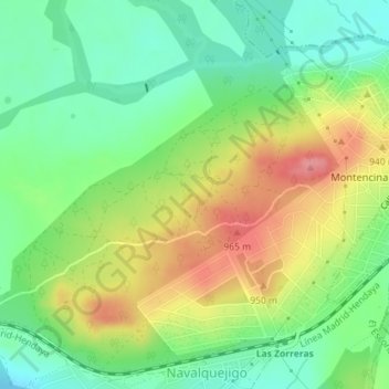 Carte topographique Las Zorreras, altitude, relief