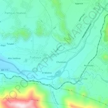 Carte topographique Junin, altitude, relief