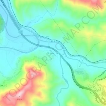 Carte topographique Boulerbah, altitude, relief