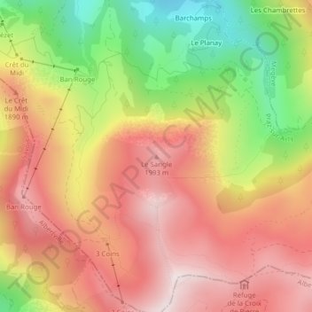 Carte topographique Le Sangle, altitude, relief
