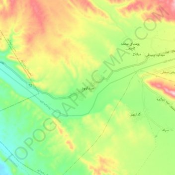 Carte topographique Meydavud, altitude, relief