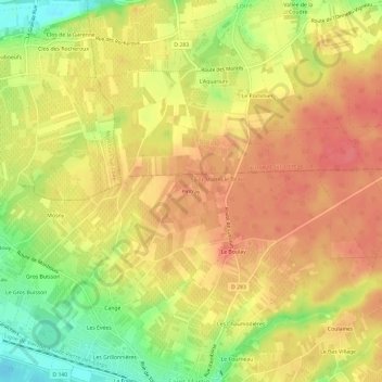Carte topographique Pintray, altitude, relief