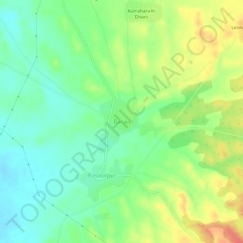 Carte topographique Barau, altitude, relief