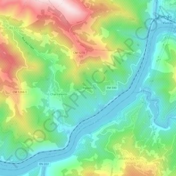 Carte topographique Pesinho, altitude, relief