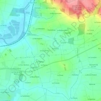 Carte topographique Le Génandre, altitude, relief