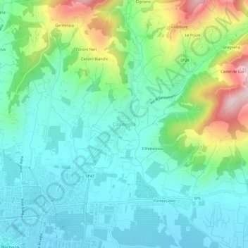 Carte topographique Candeglia, altitude, relief