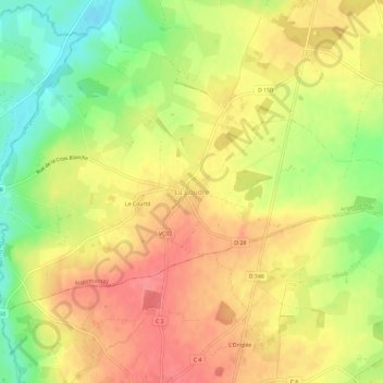 Carte topographique La Coudre, altitude, relief