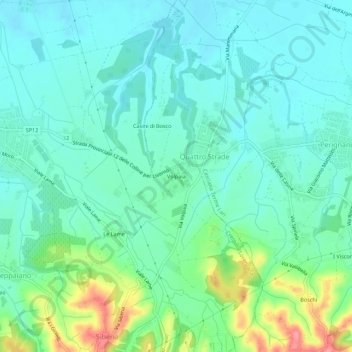Carte topographique Volpaia, altitude, relief
