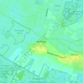 Carte topographique Westhay, altitude, relief