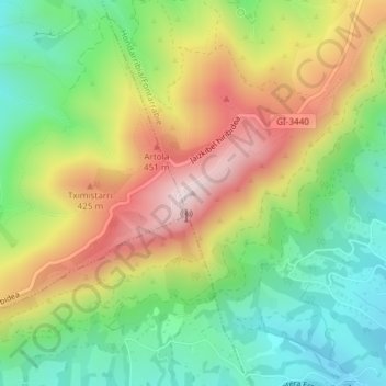 Carte topographique Jaizkibel, altitude, relief