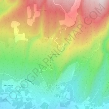 Carte topographique Les Tambours, altitude, relief