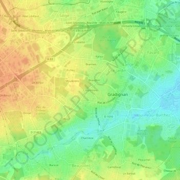 Carte topographique Corporeau, altitude, relief