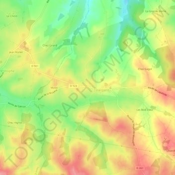Carte topographique Le Souchet, altitude, relief