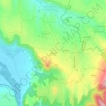 Carte topographique Circoux, altitude, relief
