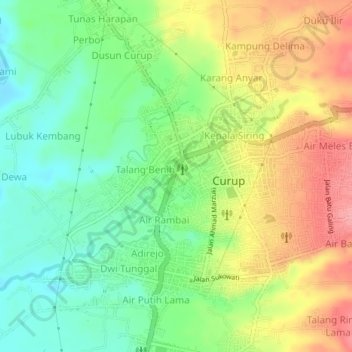 Carte topographique Pasar Baru, altitude, relief