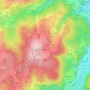 Carte topographique Hyverneresse, altitude, relief