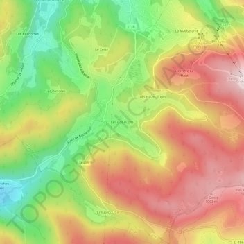 Carte topographique Les Bas Rupts, altitude, relief