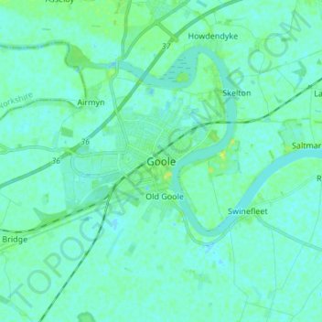 Carte topographique Goole, altitude, relief