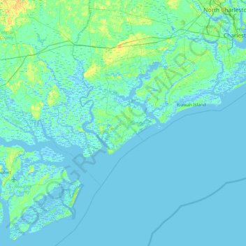 Carte topographique Edisto Island, altitude, relief