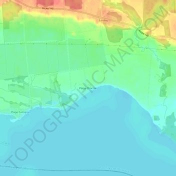 Carte topographique Plage Charron, altitude, relief