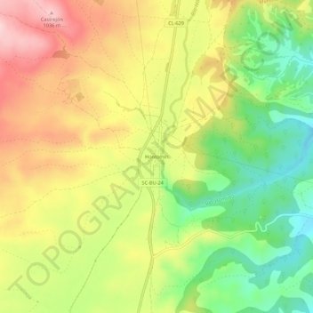 Carte topographique Hontomín, altitude, relief