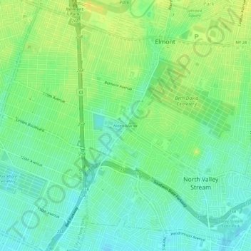 Carte topographique Alden Manor, altitude, relief